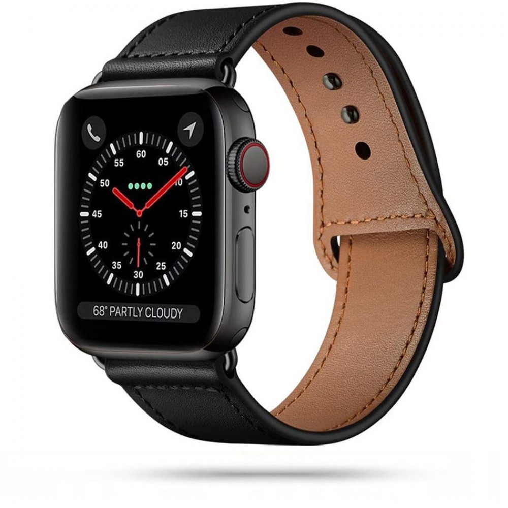 Juoda apyrankė Tech-Protect "Leatherfit" laikrodžiui Apple Watch 4 / 5 / 6 / 7 / 8 / 9 / SE / ULTRA 1 / 2 (42 / 44 / 45 / 49 MM)