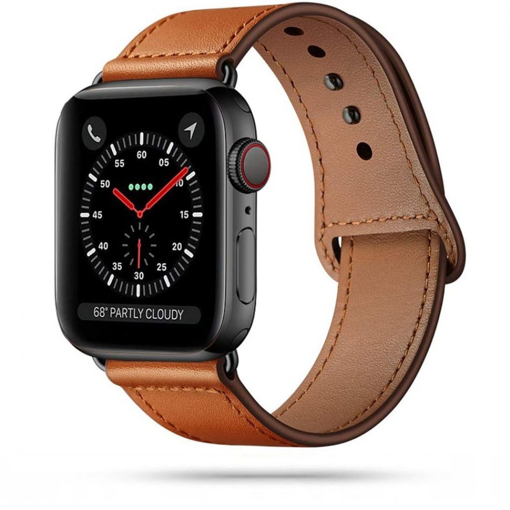 Ruda apyrankė laikrodžiui Tech-Protect "Leatherfit" laikrodžiui Apple Watch 4 / 5 / 6 / 7 / 8 / 9 / SE / ULTRA 1 / 2 (42 / 44 / 45 / 49 MM)