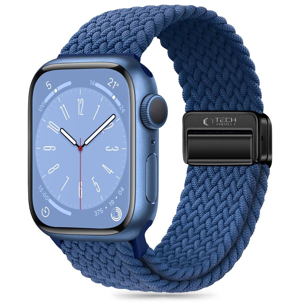 Mėlynos spalvos tekstilinis dirželis "Tech-Protect Nylonmag" laikrodžiui Apple Watch 4 / 5 / 6 / 7 / 8 / 9 / 10 / SE / ULTRA 1 / 2 (44 / 45 / 46 / 49 MM)