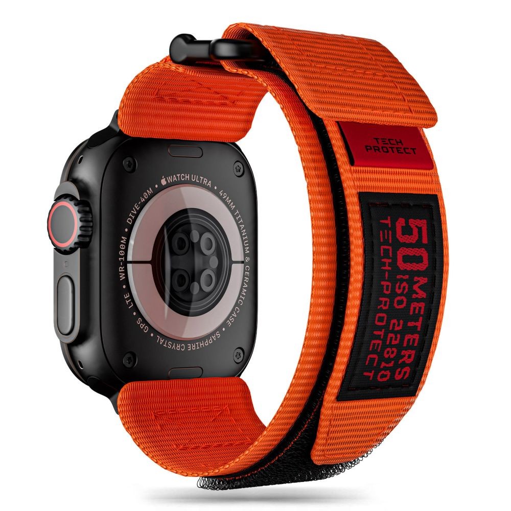 Oranžinės spalvos tekstilinis dirželis "Tech-Protect Scout Pro" laikrodžiui Apple Watch 4 / 5 / 6 / 7 / 8 / SE / ULTRA (42 / 44 / 45 / 49 MM)