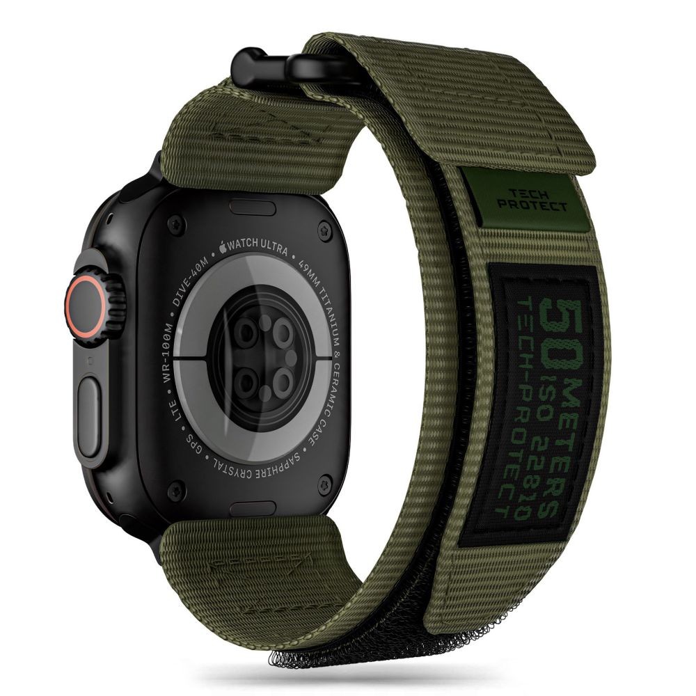 Chaki spalvos tekstilinis dirželis "Tech-Protect Scout Pro" laikrodžiui Apple Watch 4 / 5 / 6 / 7 / 8 / SE / ULTRA (42 / 44 / 45 / 49 MM)