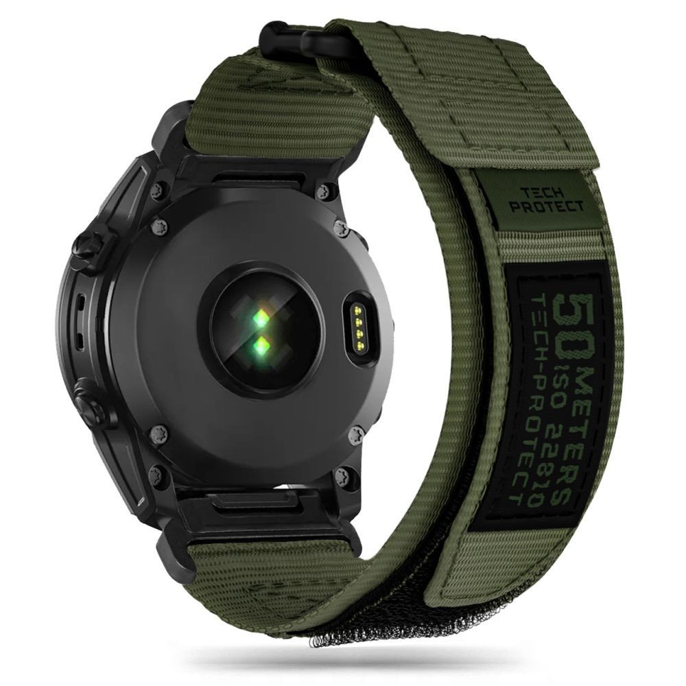 Chaki spalvos tekstilinis dirželis "Tech-Protect Scout Pro" laikrodžiui Garmin Fenix 5 / 6 / 6 PRO / 7