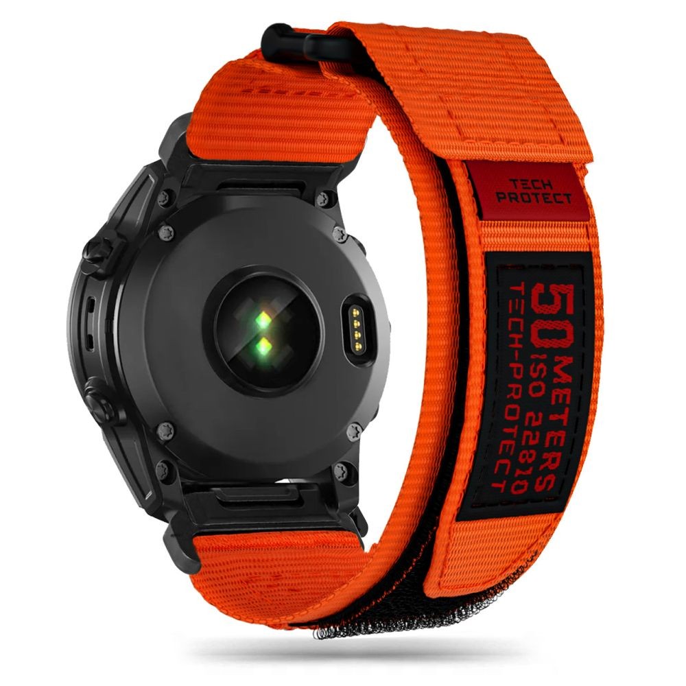 Oranžinės spalvos tekstilinis dirželis "Tech-Protect Scout Pro" laikrodžiui Garmin Fenix 3 / 5X / 3HR / 5X PLUS / 6X / 6X PRO / 7X