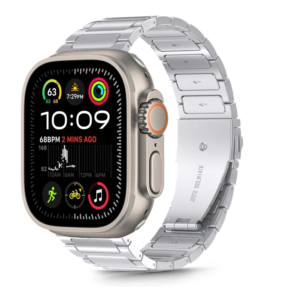 Sidabro spalvos apyrankė "Tech-Protect Stainless Classic" laikrodžiui Apple Watch 6 / 7 / 8 / 9 / 10 / SE / ULTRA 1 / 2 (44 / 45 / 46 / 49 MM)