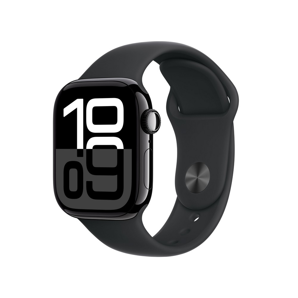 Apple Watch Series 10 GPS + Cellular 42mm Jet Black Aluminium Case with Black Sport Band - S/M - MWX63ET/A