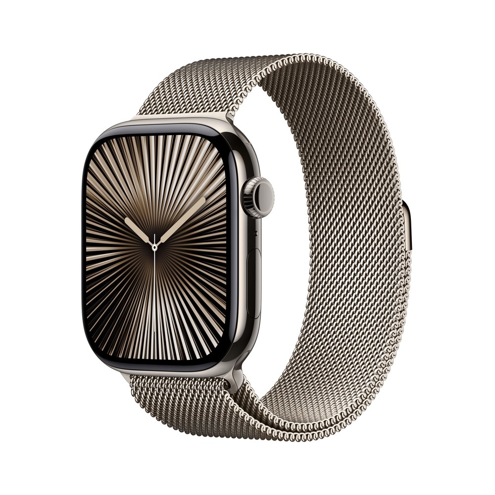 Apple Watch Series 10 GPS + Cellular 46mm Natural Titanium Case with Natural Milanese Loop - S/M - MC7Q4ET/A