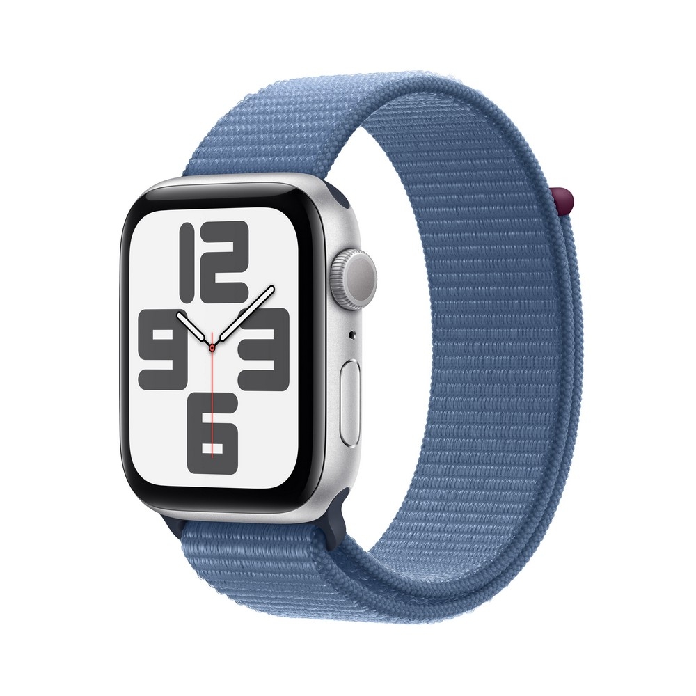 Apple Watch SE GPS 44mm Silver Aluminium Case with Winter Blue Sport Loop - MREF3ET/A