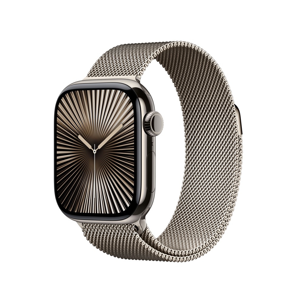 Apple Watch Series 10 GPS + Cellular 42mm Natural Titanium Case with Natural Milanese Loop - MWXF3ET/A