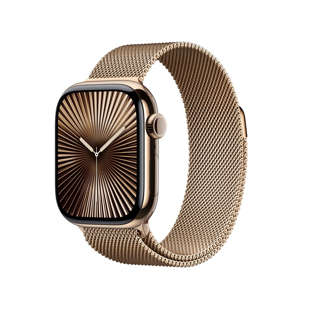 Apple Watch Series 10 GPS + Cellular 42mm Gold Titanium Case with Gold Milanese Loop - MX083ET/A