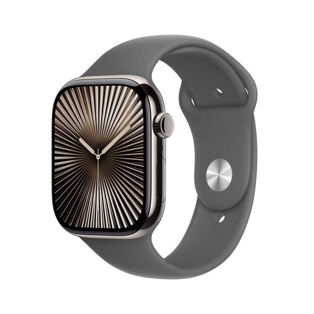 Apple Watch Series 10 GPS + Cellular 46mm Natural Titanium Case with Stone Grey Sport Band - M/L - MWYA3ET/A