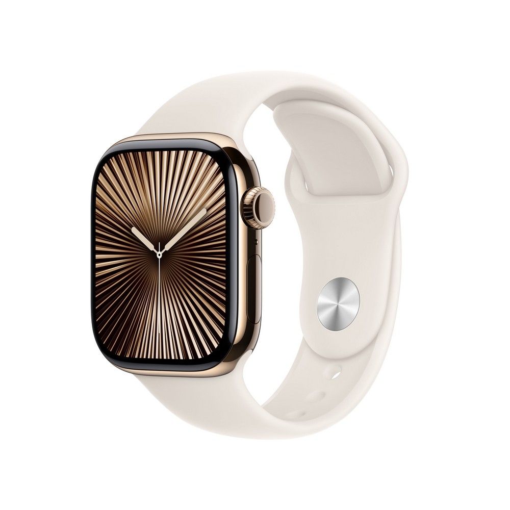 Apple Watch Series 10 GPS + Cellular 42mm Gold Titanium Case with Starlight Sport Band - M/L - MX073ET/A