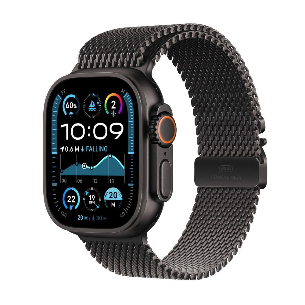 Apple Watch Ultra 2 GPS + Cellular 49mm Black Titanium Case with Black Titanium Milanese Loop - L - MX5V3UL/A
