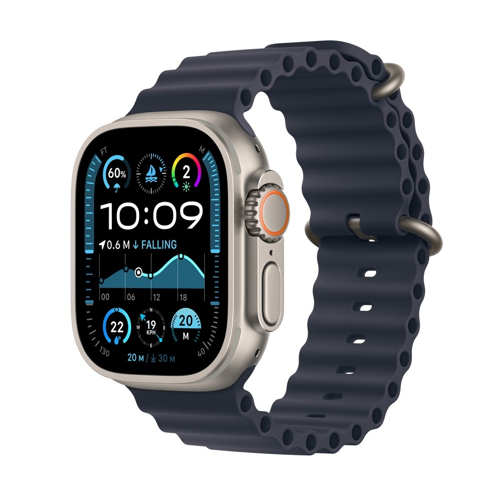 Apple Watch Ultra 2 GPS + Cellular 49mm Natural Titanium Case with Navy Ocean Band - MX4D3UL/A