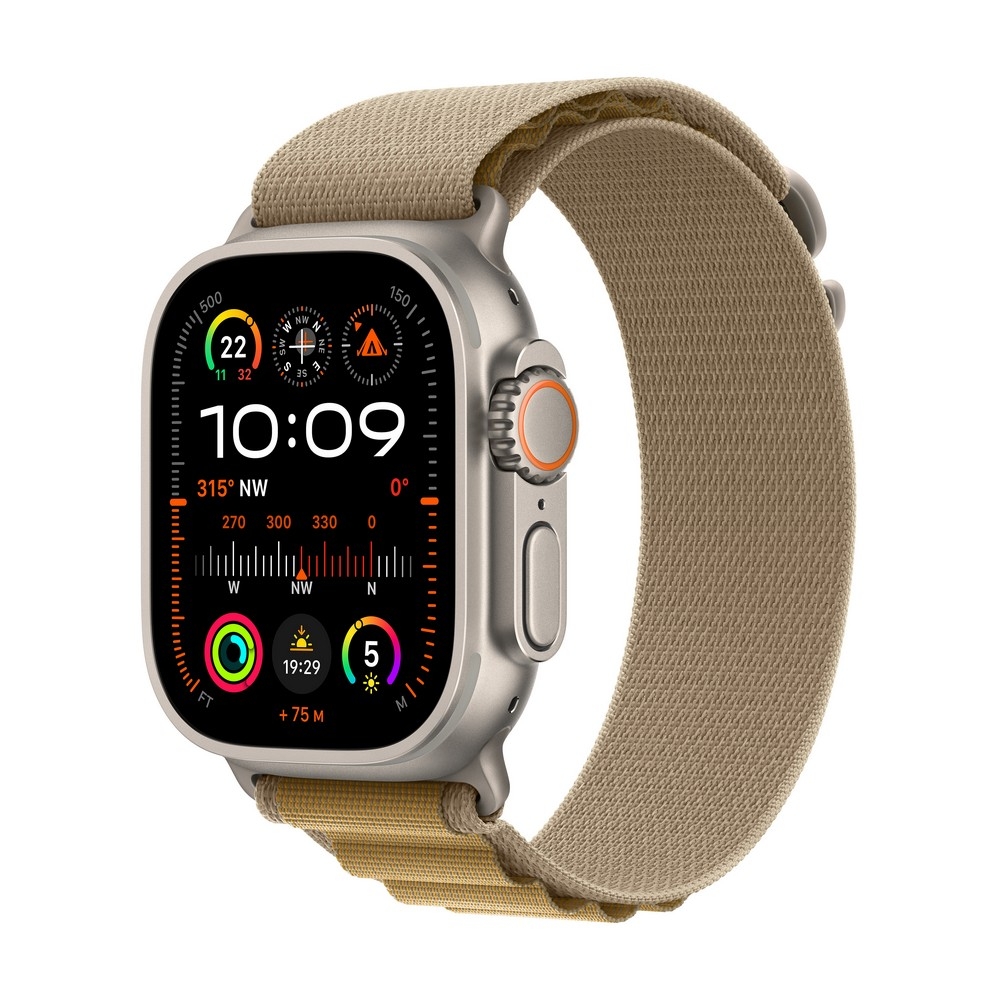 Apple Watch Ultra 2 GPS + Cellular 49mm Natural Titanium Case with Tan Alpine Loop - Large - MX4H3UL/A