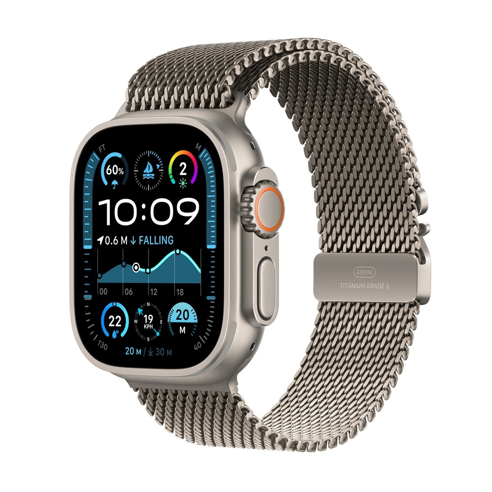 Apple Watch Ultra 2 GPS + Cellular 49mm Natural Titanium Case with Natural Titanium Milanese Loop - L - MX5T3UL/A
