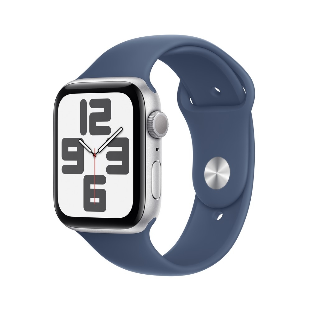 Apple Watch SE GPS 44mm Silver Aluminium Case with Denim Sport Band - S/M - MXEQ3ET/A