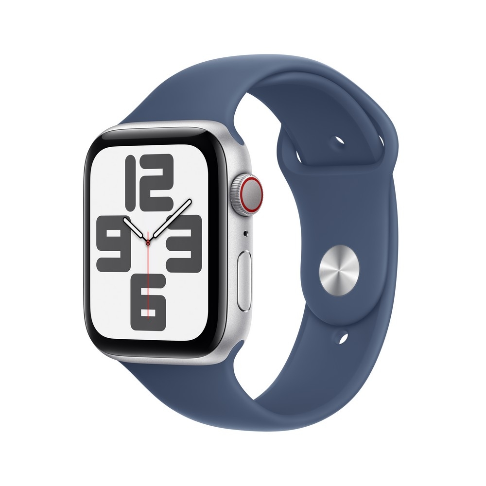 Apple Watch SE GPS + Cellular 44mm Silver Aluminium Case with Denim Sport Band - M/L - MXGQ3ET/A