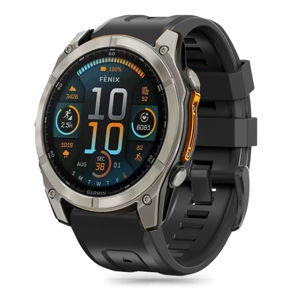 Juodos spalvos apyrankė "Tech-Protect Silicone" laikrodžiui Garmin Fenix 5X / 5X PLUS / 6X / 6X PRO / 7X / 8 (51MM)