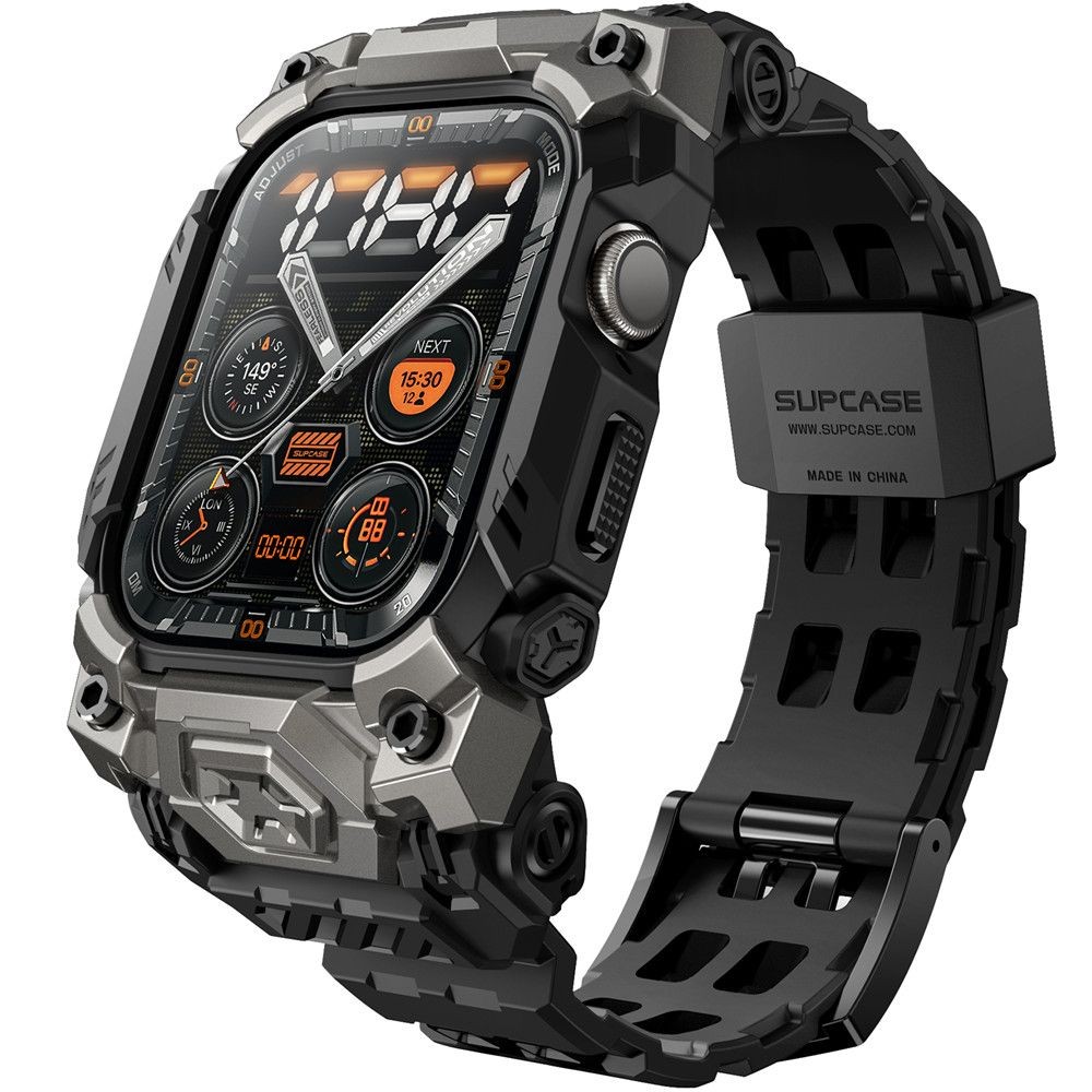 Juodos spalvos laikrodžio dėklas/apyrankė "Supcase UB Ore" laikrodžiui Apple Watch 10 (46 MM)