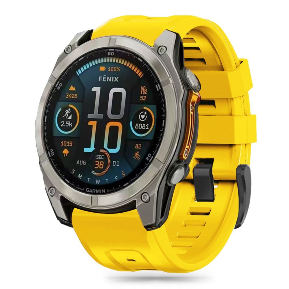 Geltonos spalvos apyrankė "Tech-Protect Silicone" laikrodžiui Garmin Fenix 5 / 6 / 6 PRO / 7 / 8 (47 MM) / E