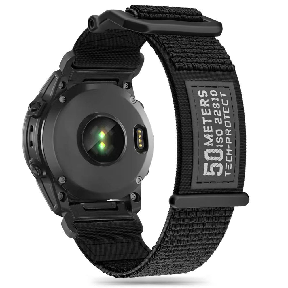 Juodos spalvos tekstilinis dirželis "Tech-Protect Scout" laikrodžiui Garmin Fenix 3 / 5X / 3HR / 5X PLUS / 6X / 6X PRO / 7X