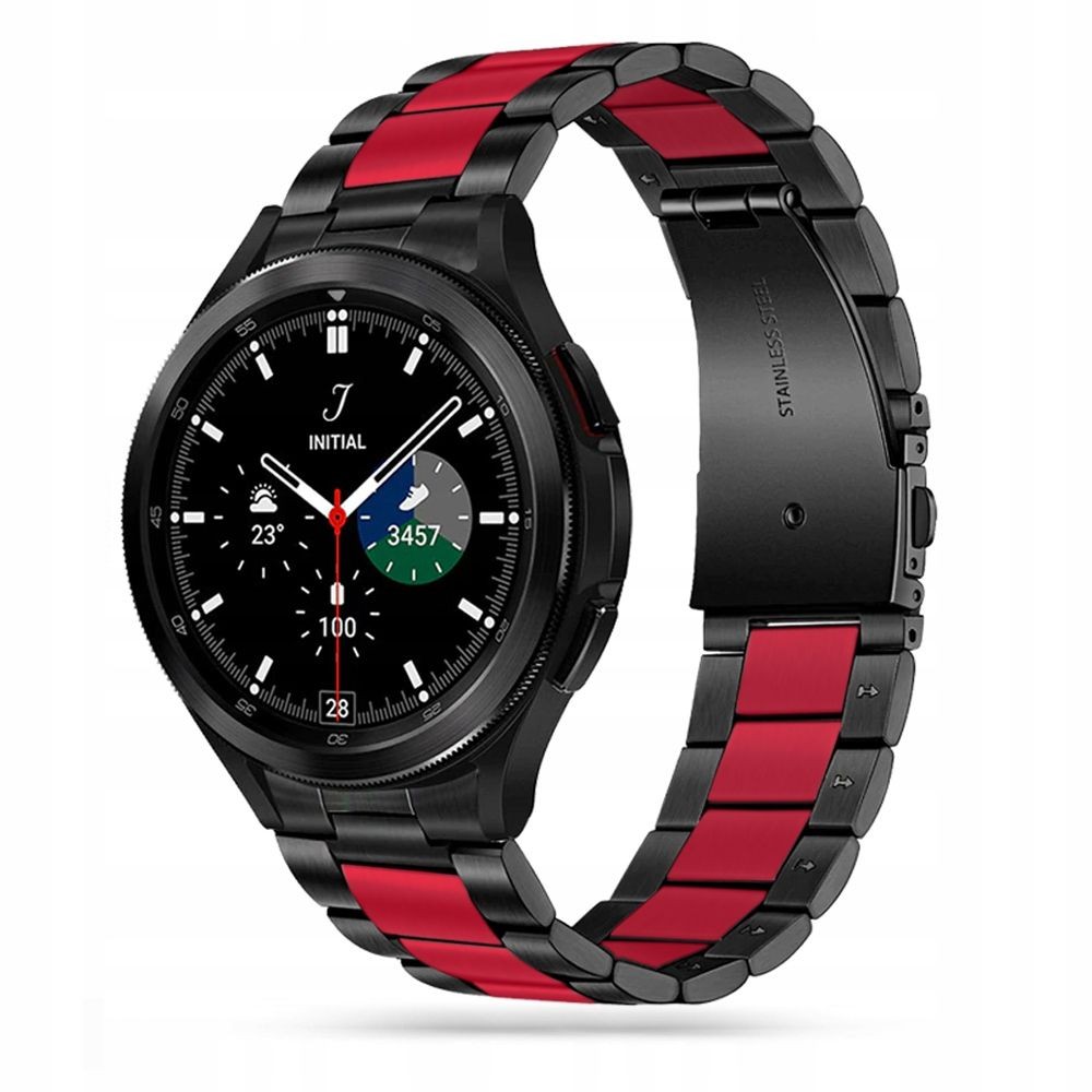 Juoda/raudona apyrankė Tech-Protect "Stainless" laikrodžiui Samsung Watch 4 / 5 / 5 PRO 6 (40 / 42 / 44 / 45 / 46 MM)