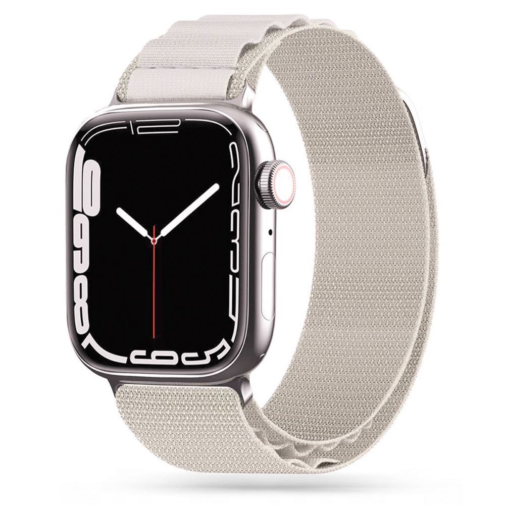 Kreminės spalvos apyrankė "Tech-Protect Nylon Pro" laikrodžiui Apple Watch 4 / 5 / 6 / 7 / 8 / 9 / 10 / SE / ULTRA 1 / 2 (44 / 45 / 46 / 49 MM)