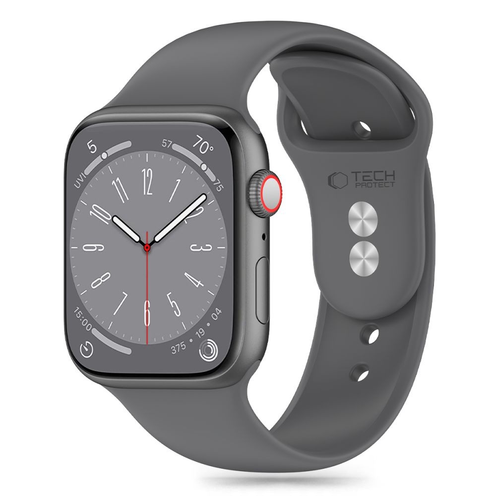 Pilkos spalvos apyrankė "Tech-Protect Silicone" laikrodžiui Apple Watch 4 / 5 / 6 / 7 / 8 / 9 / 10 / SE / ULTRA 1 / 2 (44 / 45 / 46 / 49 MM)