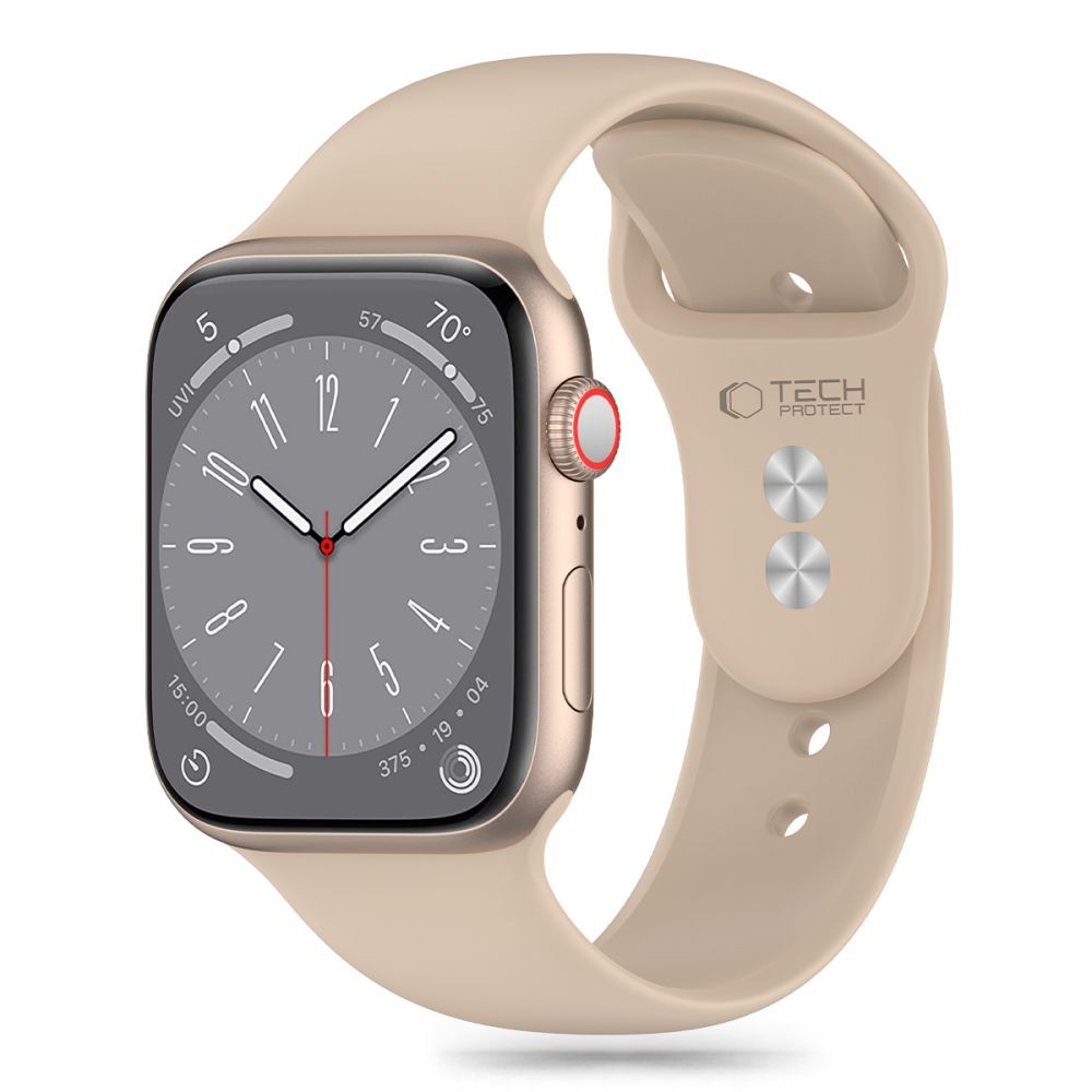 Riešutų spalvos apyrankė "Tech-Protect Silicone" laikrodžiui Apple Watch 4 / 5 / 6 / 7 / 8 / 9 / 10 / SE / ULTRA 1 / 2 (44 / 45 / 46 / 49 MM)
