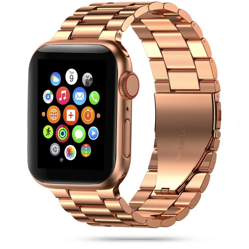 Rožinio aukso spalvos apyrankė Tech-Protect "Stainless" laikrodžiui Apple Watch 4 / 5 / 6 / 7 / 8 / 9 / SE / ULTRA 1 / 2 (42 / 44 / 45 / 49 MM)