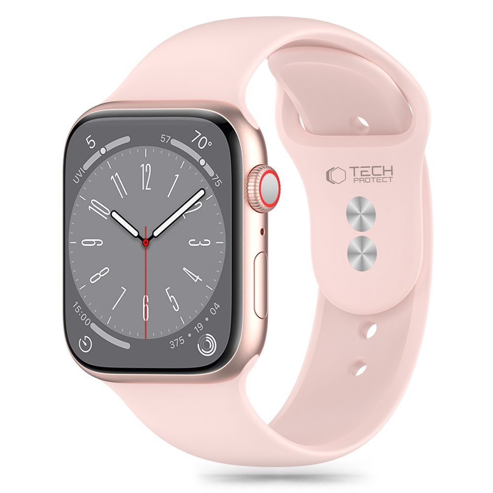 Rožinės spalvos apyrankė "Tech-Protect Silicone" laikrodžiui Apple Watch 4 / 5 / 6 / 7 / 8 / 9 / 10 / SE (38 / 40 / 41/ 42 MM)