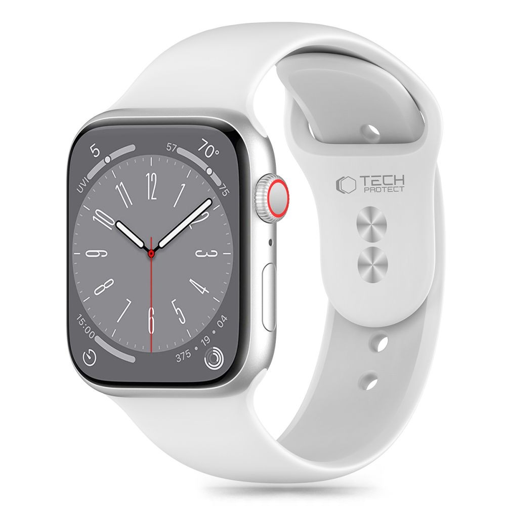 Baltos spalvos apyrankė "Tech-Protect Silicone" laikrodžiui Apple Watch 4 / 5 / 6 / 7 / 8 / 9 / 10 / SE (38 / 40 / 41/ 42 MM)