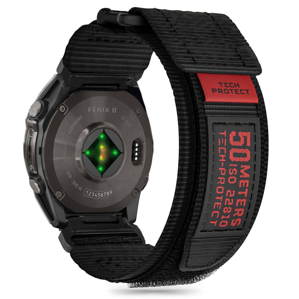 Juodos spalvos tekstilinis dirželis "Tech-Protect Scout Pro" laikrodžiui Garmin Fenix 5X / 5X PLUS / 6X / 6X PRO / 7X / 8 (51 MM)