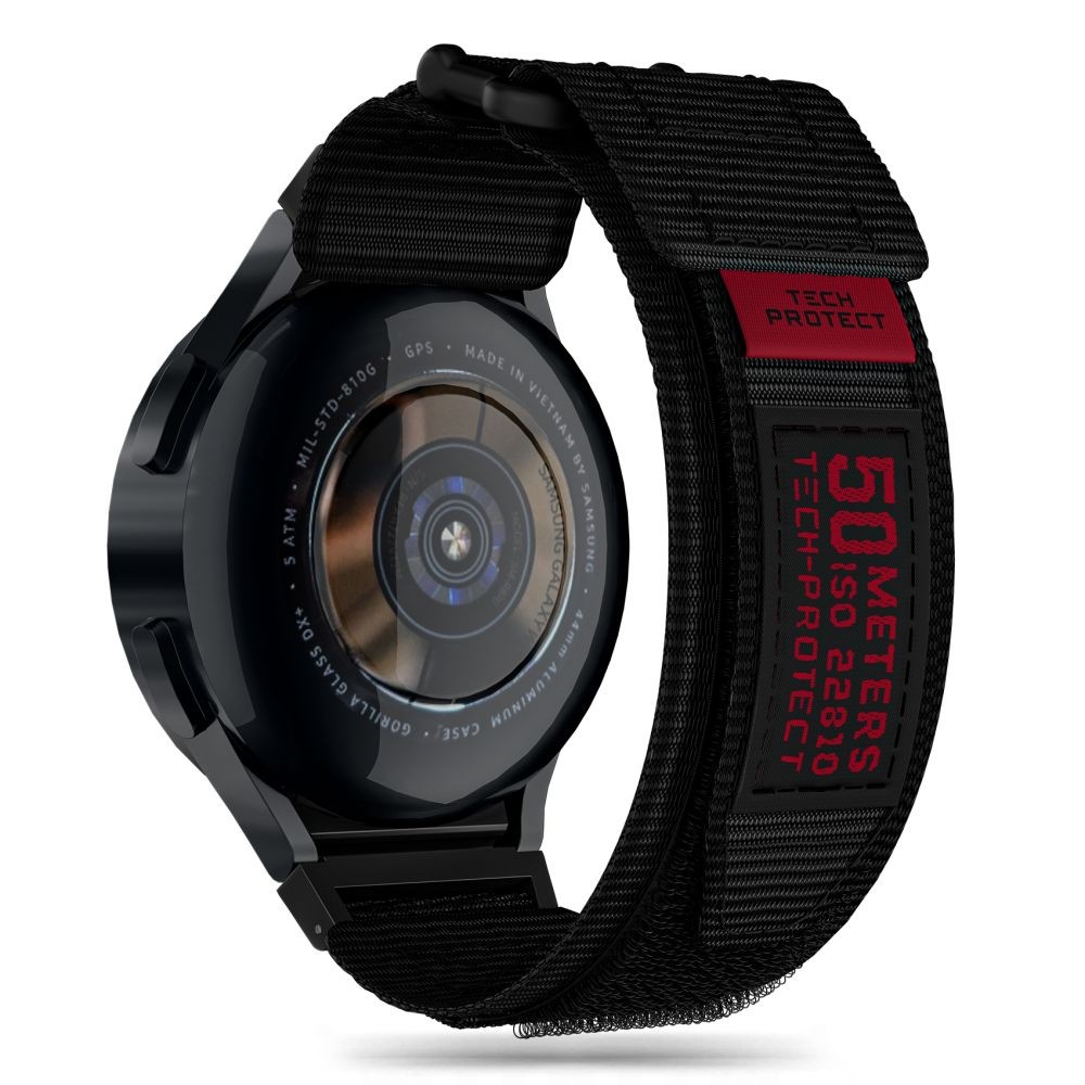 Juodos spalvos tekstilinis dirželis "Tech-Protect Scout Pro" laikrodžiui Samsung Galaxy Watch 4 / 5 / 5 PRO / 6