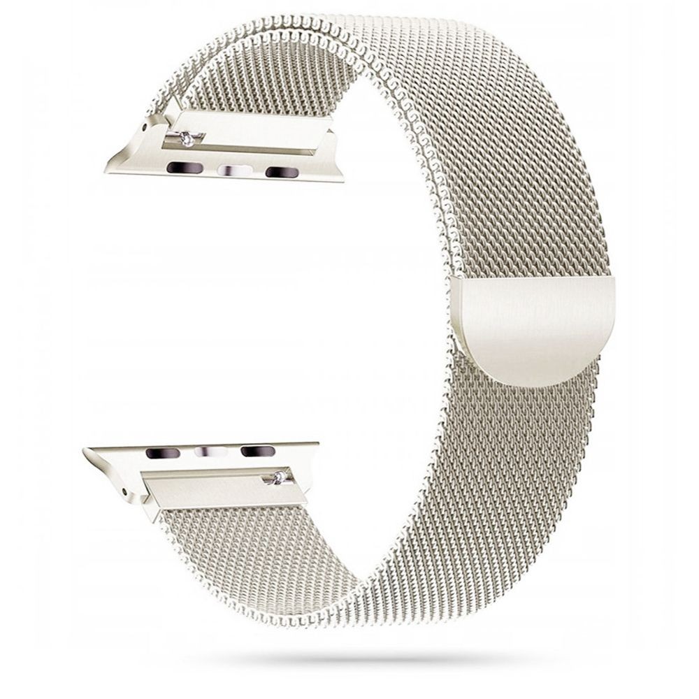 Starlight spalvos apyrankė "Tech-Protect Milaneseband" laikrodžiui Apple Watch 6 / 7 / 8 / 9 / 10 / SE / ULTRA 1 / 2 (44 / 45 / 46 / 49 MM)