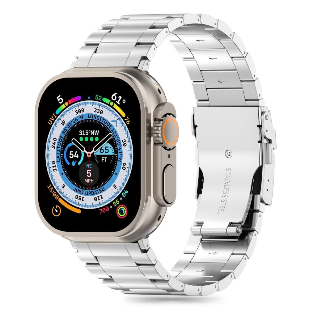 Sidabro spalvos apyrankė "Tech-Protect Stainless Pro" laikrodžiui Apple Watch 4 / 5 / 6 / 7 / 8 / 9 / SE / Ultra 1 / 2 (42 / 44 / 45 / 49 MM)