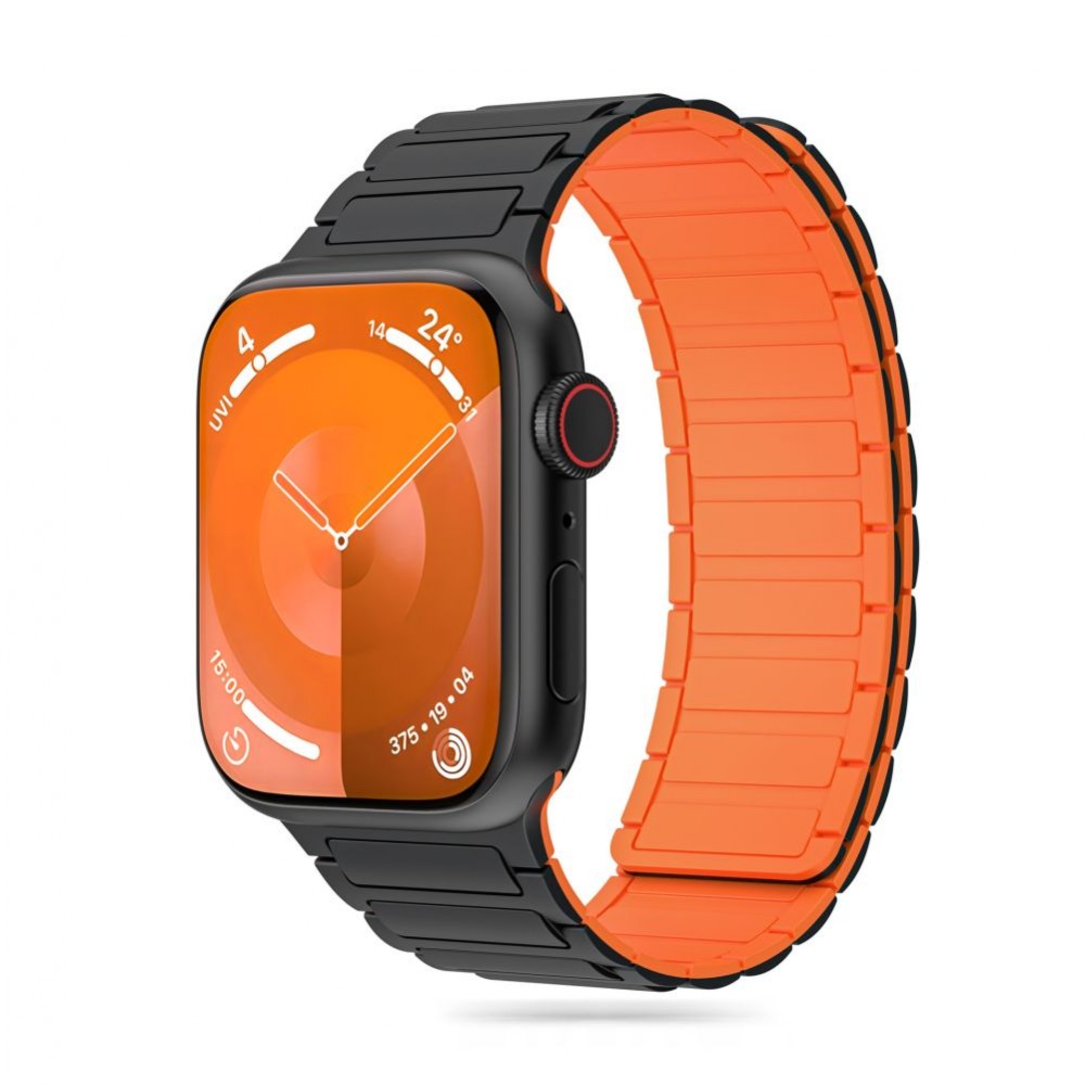 Juoda/Oranžinė apyrankė "Tech-Protect Iconband Magnetic" laikrodžiui Apple Watch 4 / 5 / 6 / 7 / 8 / 9 / SE / ULTRA 1 / 2 (42 / 44 / 45 / 49 MM)
