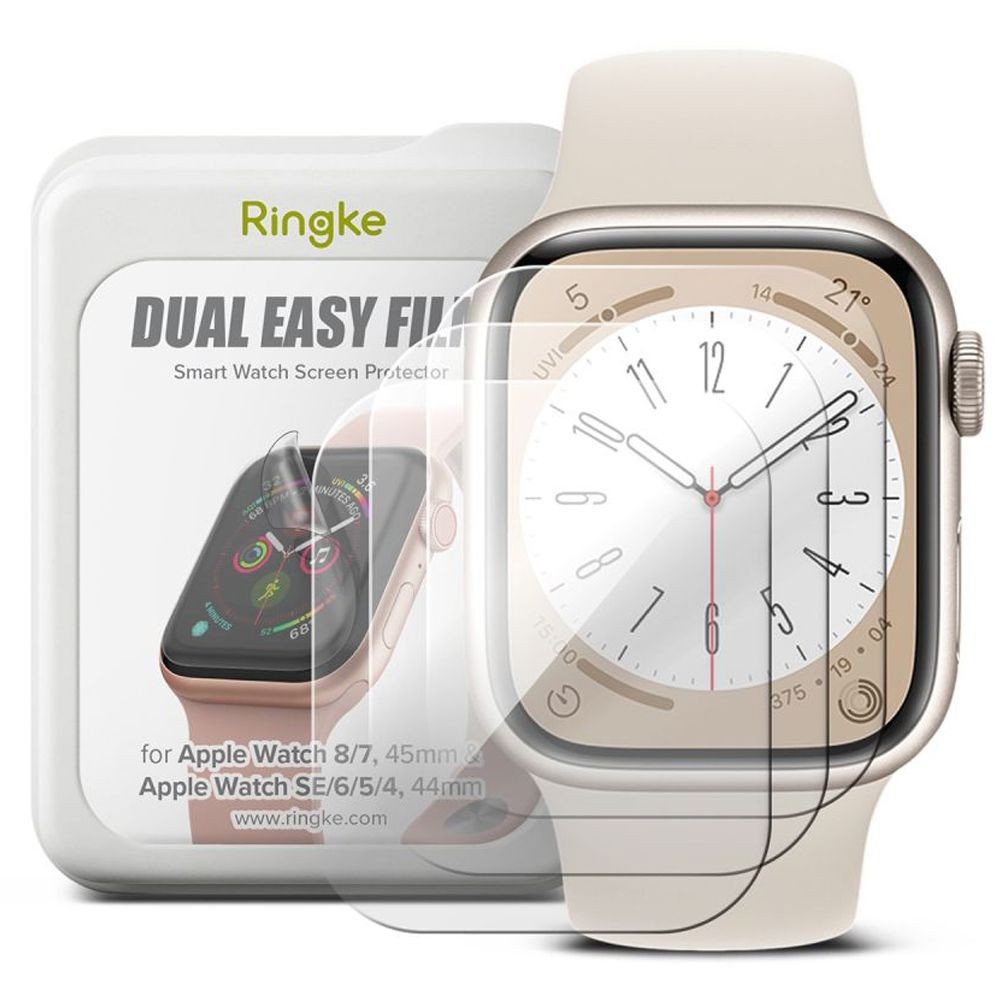 Apsauginė ekrano plėvelė ( 3vnt.) "Ringke Dual Easy" laikrodžiui Apple Watch 4 / 5 / 6 / 7 / 8 / 9 / SE (44 / 45 MM)