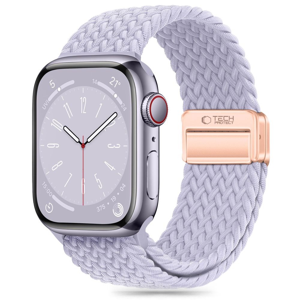 Alyvinės spalvos tekstilinis dirželis "Tech-Protect Nylonmag" laikrodžiui Apple Watch 4 / 5 / 6 / 7 / 8 / 9 / 10 / SE (38 / 40 / 41/ 42 MM)