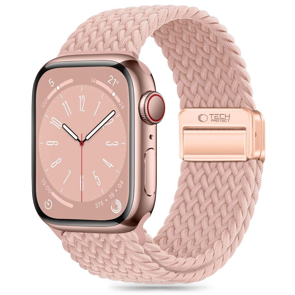 Rožinės spalvos tekstilinis dirželis "Tech-Protect Nylonmag" laikrodžiui Apple Watch 4 / 5 / 6 / 7 / 8 / 9 / 10 / SE (38 / 40 / 41/ 42 MM)