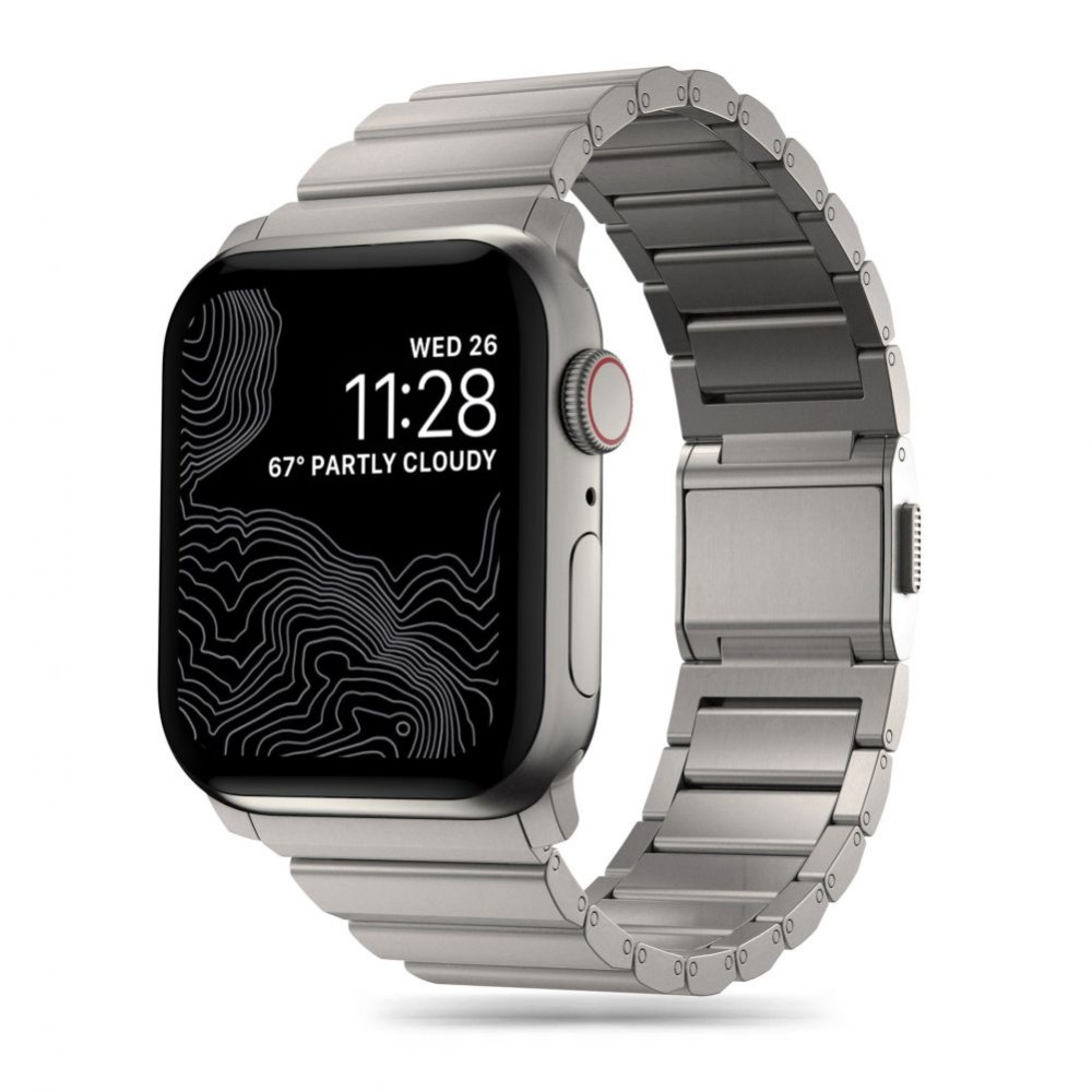 Vyriška titano spalvos apyrankė "Tech-Protect Steelband" laikrodžiui Apple Watch 6 / 7 / 8 / 9 / 10 / SE / ULTRA 1 / 2 (44 / 45 / 46 / 49 MM) gana sunki