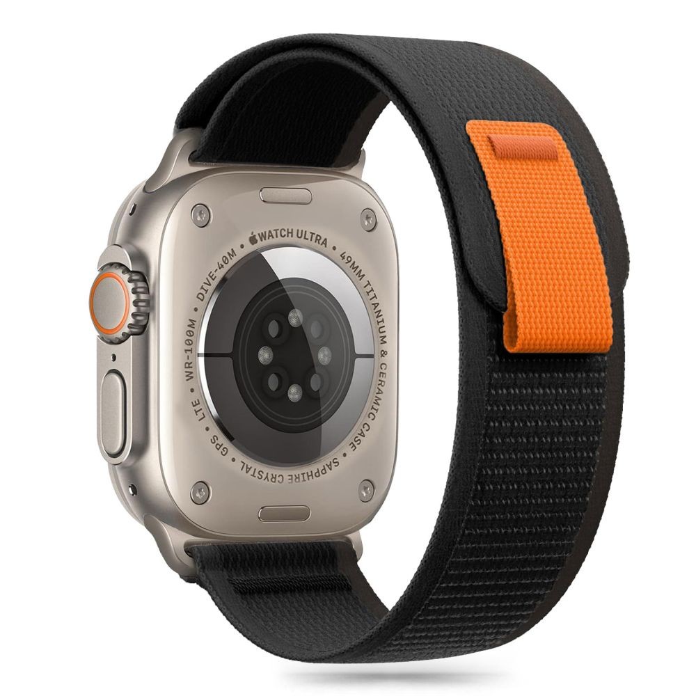 Juodos spalvos tekstilinis dirželis "Tech-Protect Nylon Stripe" laikrodžiui Apple Watch 6 / 7 / 8 / 9 / 10 / SE / ULTRA 1 / 2 (44 / 45 / 46 / 49 MM)