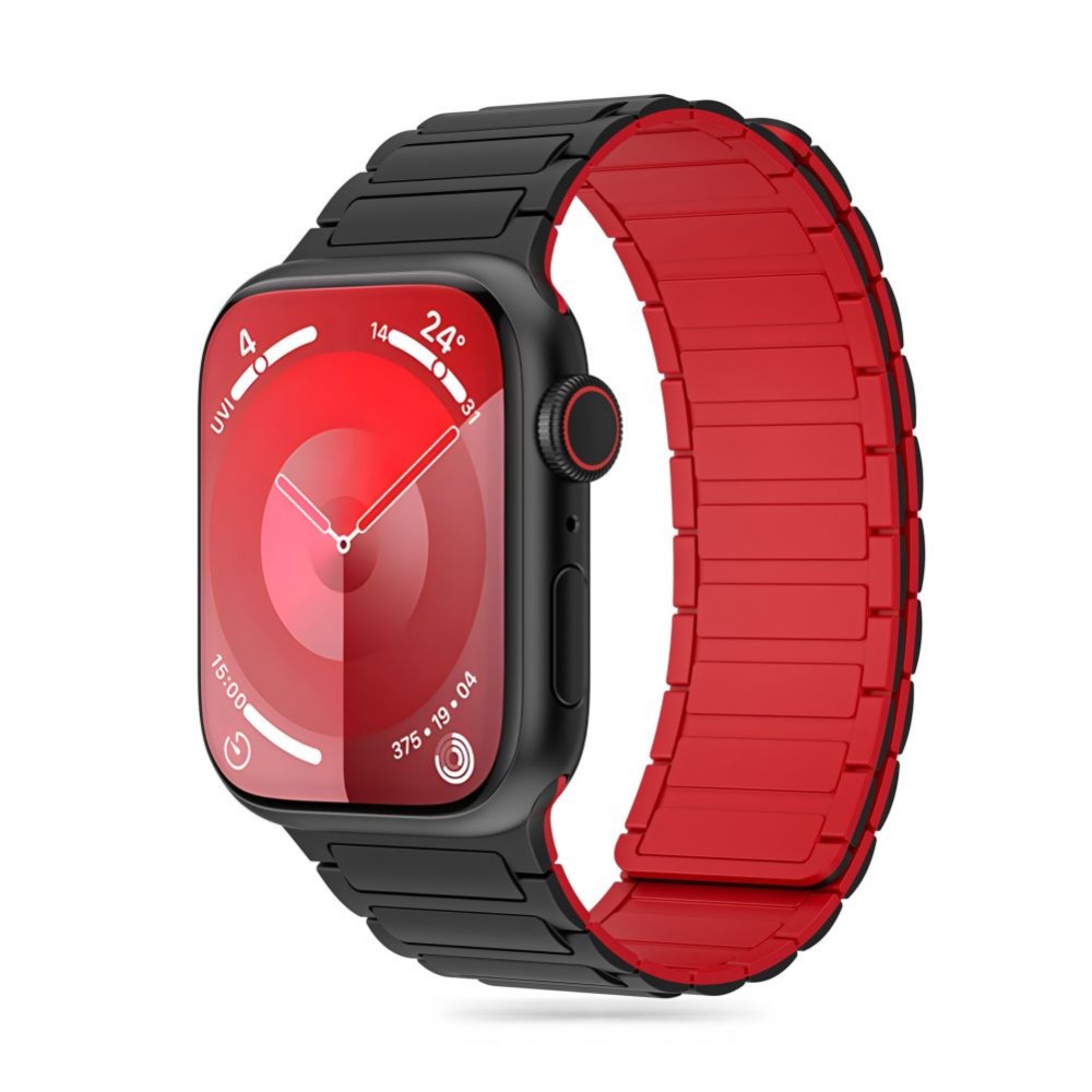 Juoda/Raudona apyrankė "Tech-Protect Iconband Magnetic" laikrodžiui Apple Watch 4 / 5 / 6 / 7 / 8 / 9 / SE / ULTRA 1 / 2 (42 / 44 / 45 / 49 MM)