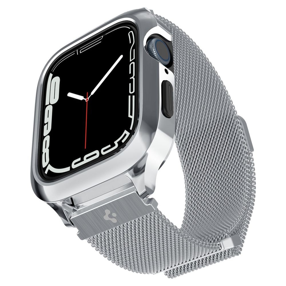 Laikrodžio apyrankė Apple Watch 4 / 5 / 6 / 7 / 8 / 9 / SE (44 / 45 MM) - Sidabro spalvos apyrankė Spigen "Metal Fit "Pro"