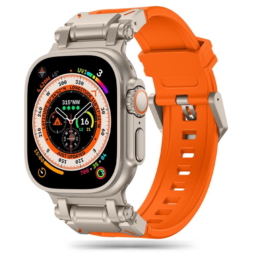Oranžinė/Titano apyrankė "Tech-Protect Delta Pro" laikrodžiui Apple Watch 4 / 5 / 6 / 7 / 8 / 9 / 10 / SE / ULTRA 1 / 2 (44 / 45 / 46 / 49 MM)
