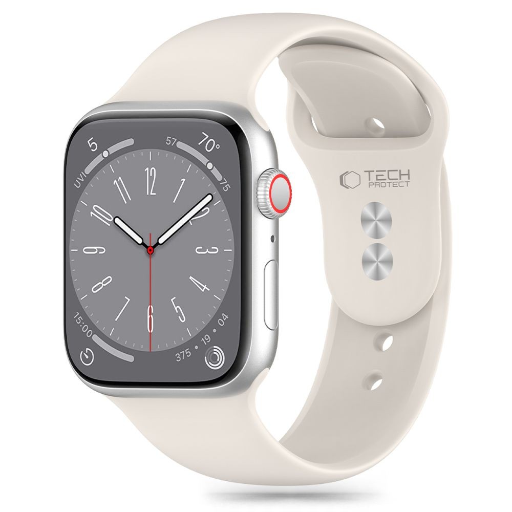 Kreminės spalvos apyrankė "Tech-Protect Silicone" laikrodžiui Apple Watch 4 / 5 / 6 / 7 / 8 / 9 / 10 / SE / ULTRA 1 / 2 (44 / 45 / 46 / 49 MM)
