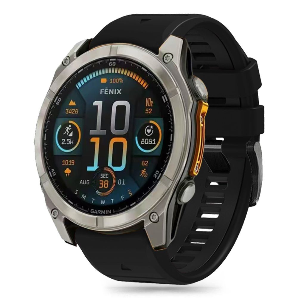 Juodos spalvos apyrankė "Tech-Protect Silicone Line" laikrodžiui Garmin Fenix 5X / 5X PLUS / 6X / 6X PRO / 7X / 8 (51 MM)
