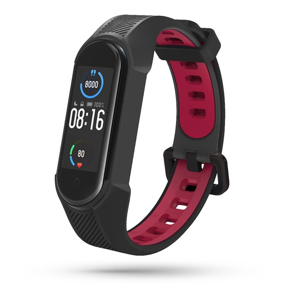 Juoda/raudona apyrankė Tech-Protect "Armour" laikrodžiui Xiaomi Mi Smart Band 5 / 6 / 6 NFC