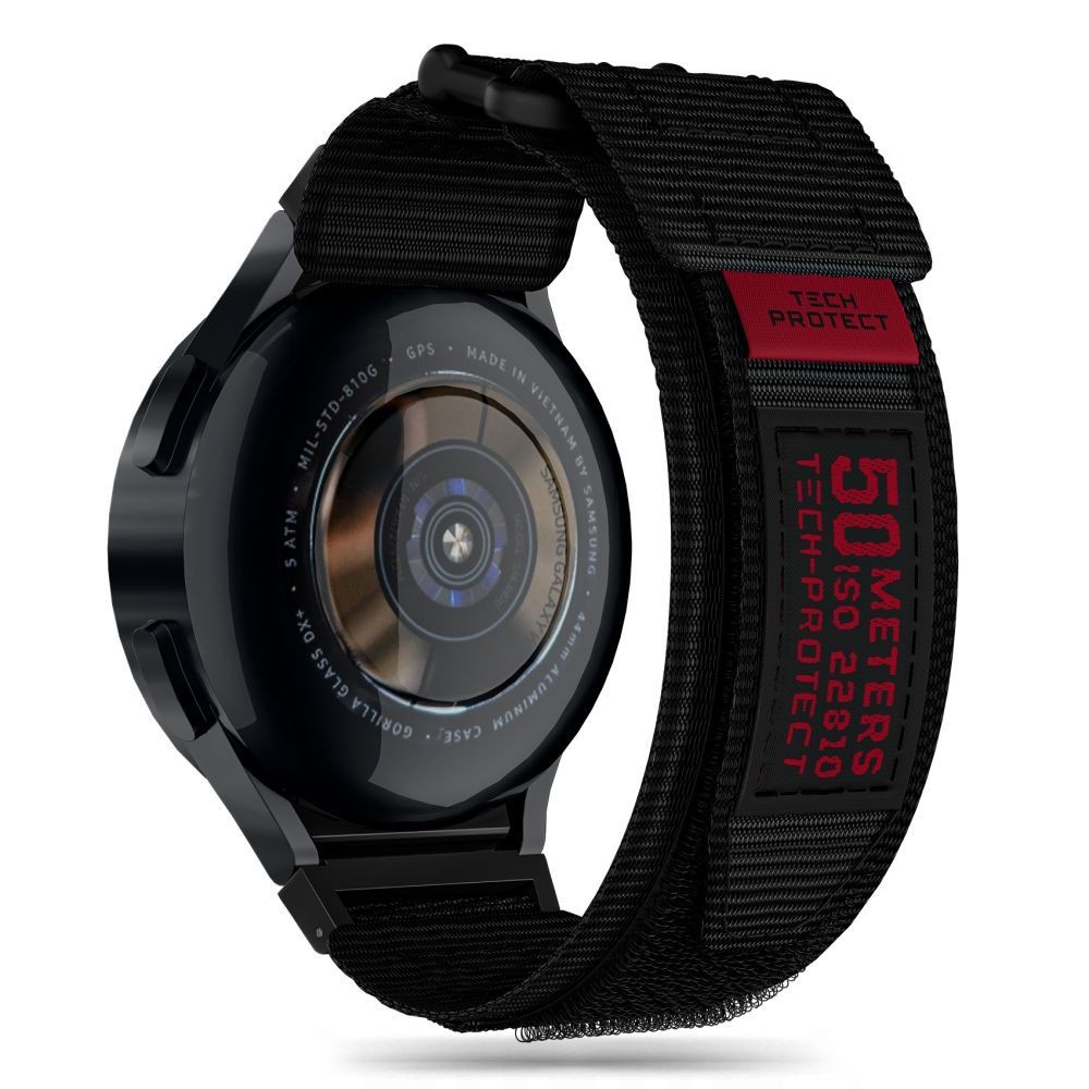 Juodos spalvos tekstilinis dirželis "Tech-Protect Scout Pro" laikrodžiui Samsung Galaxy Watch 4 / 5 / 5 PRO / 6