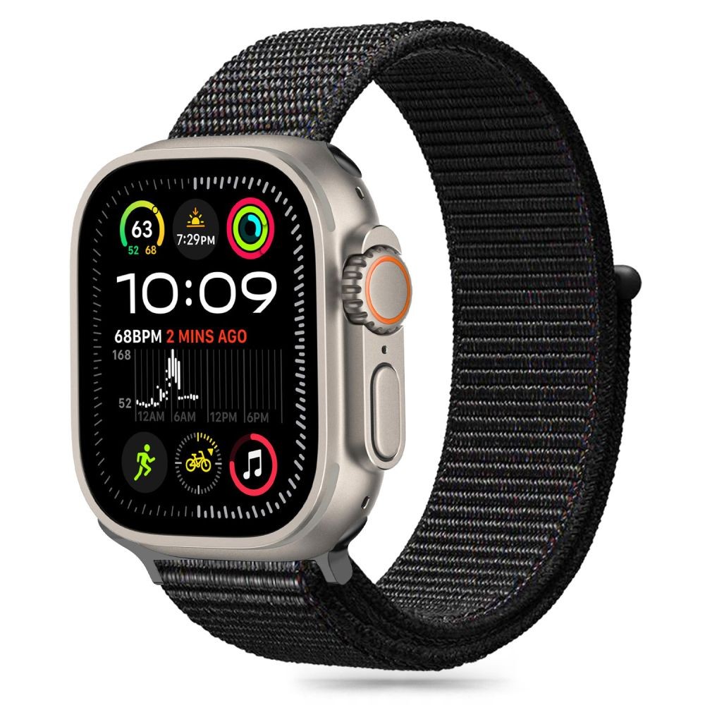 Juodos spalvos tekstilinis dirželis "Tech-Protect Nylon" laikrodžiui Apple Watch 6 / 7 / 8 / 9 / 10 / SE (40 / 41 / 42 MM)